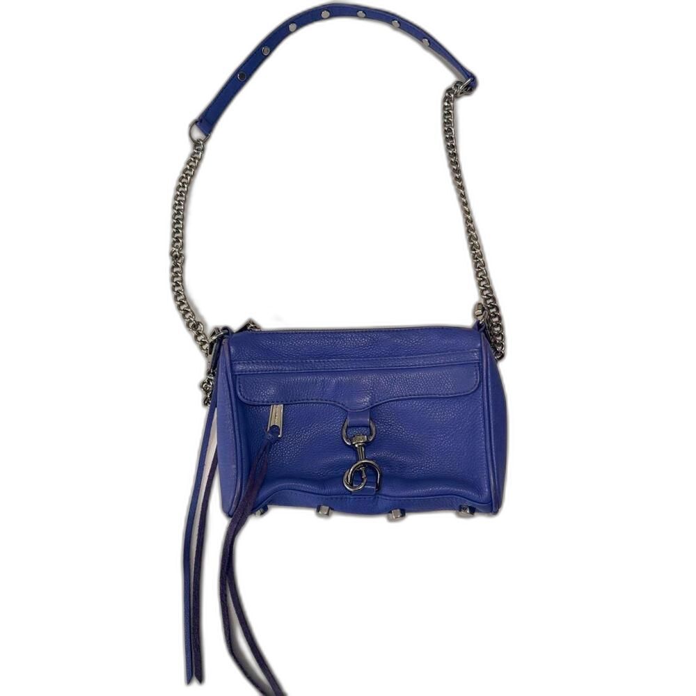 Rebecca Minkoff MAC Leather Crossbody Bag Blue Silver Chain Shoulder Purse